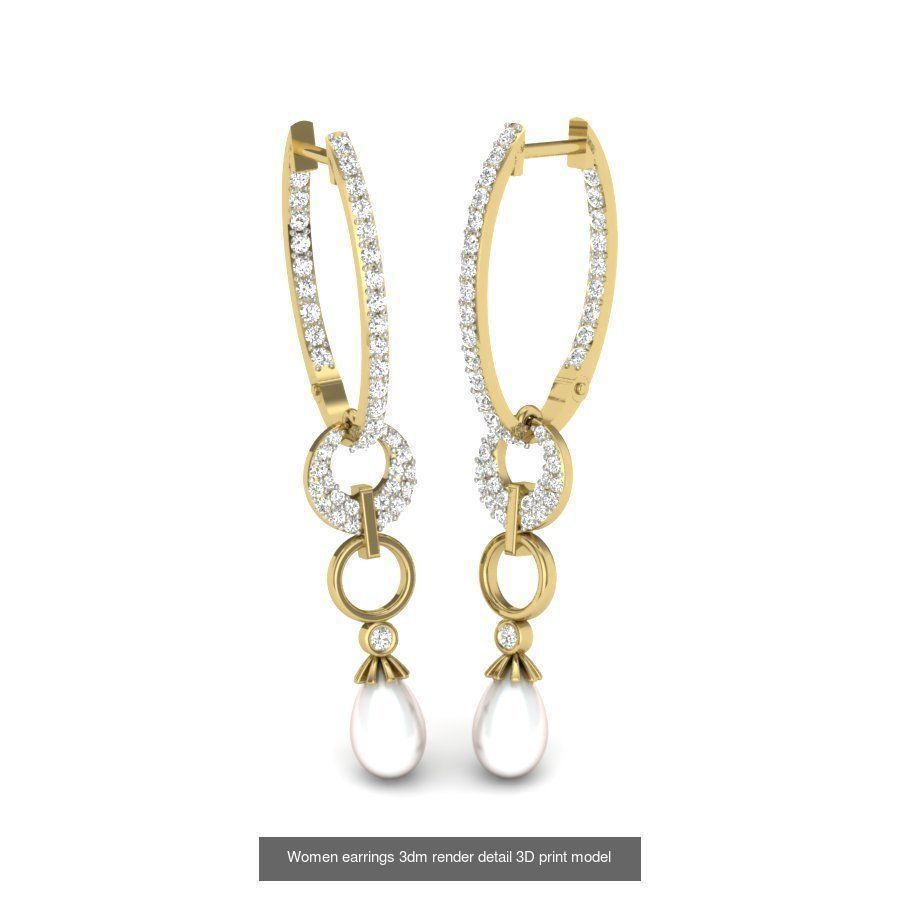 97 Women pearl earrings 3dm render detail  3D Model Collection_29