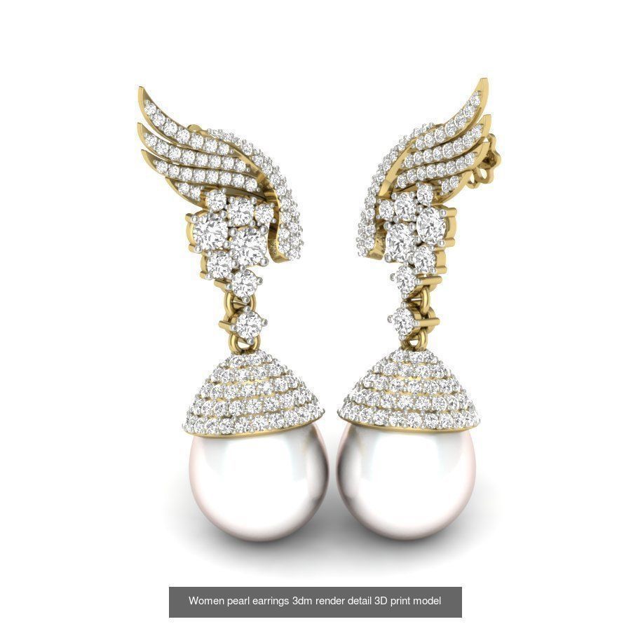97 Women pearl earrings 3dm render detail  3D Model Collection_50
