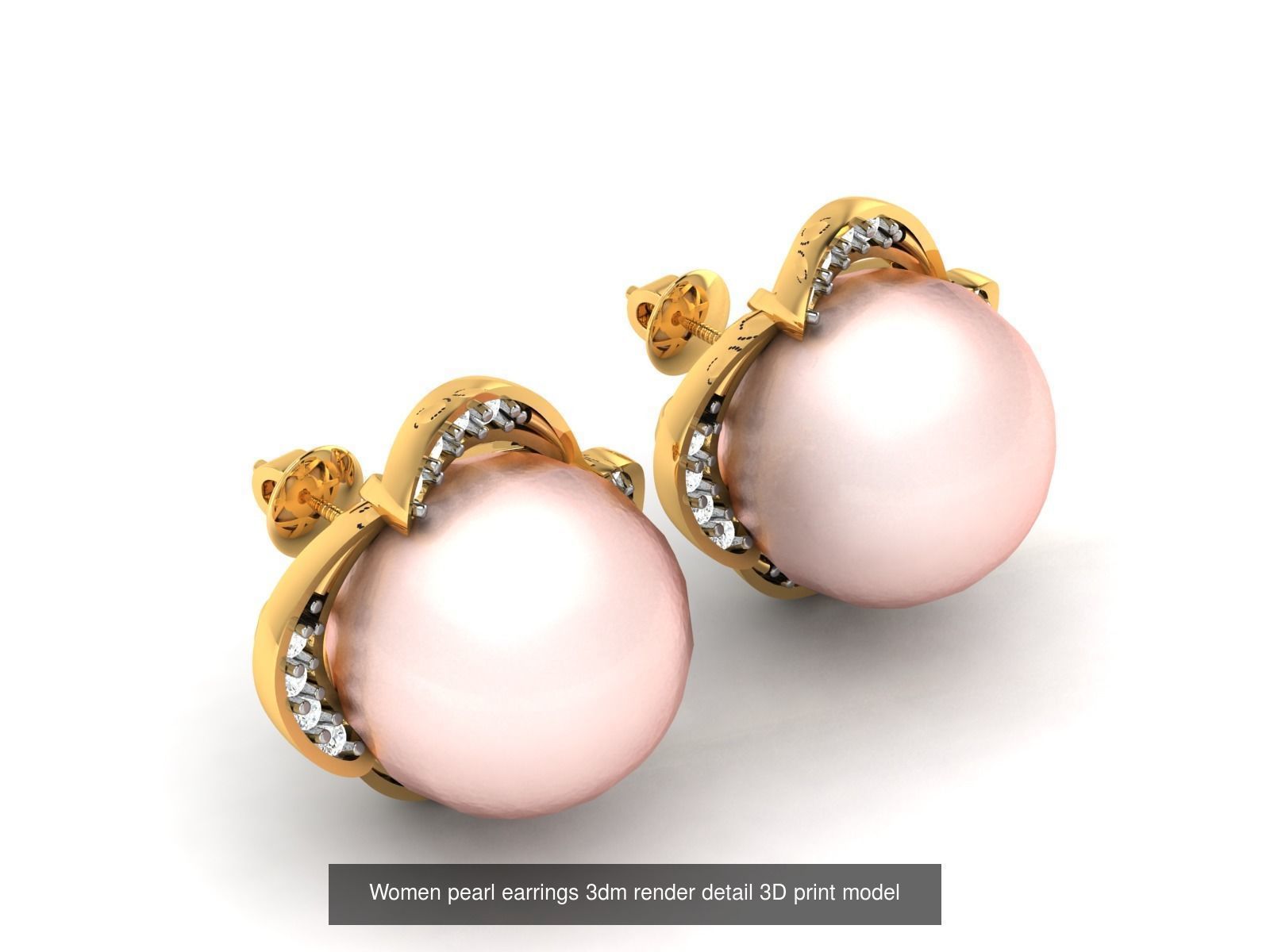 97 Women pearl earrings 3dm render detail  3D Model Collection_66