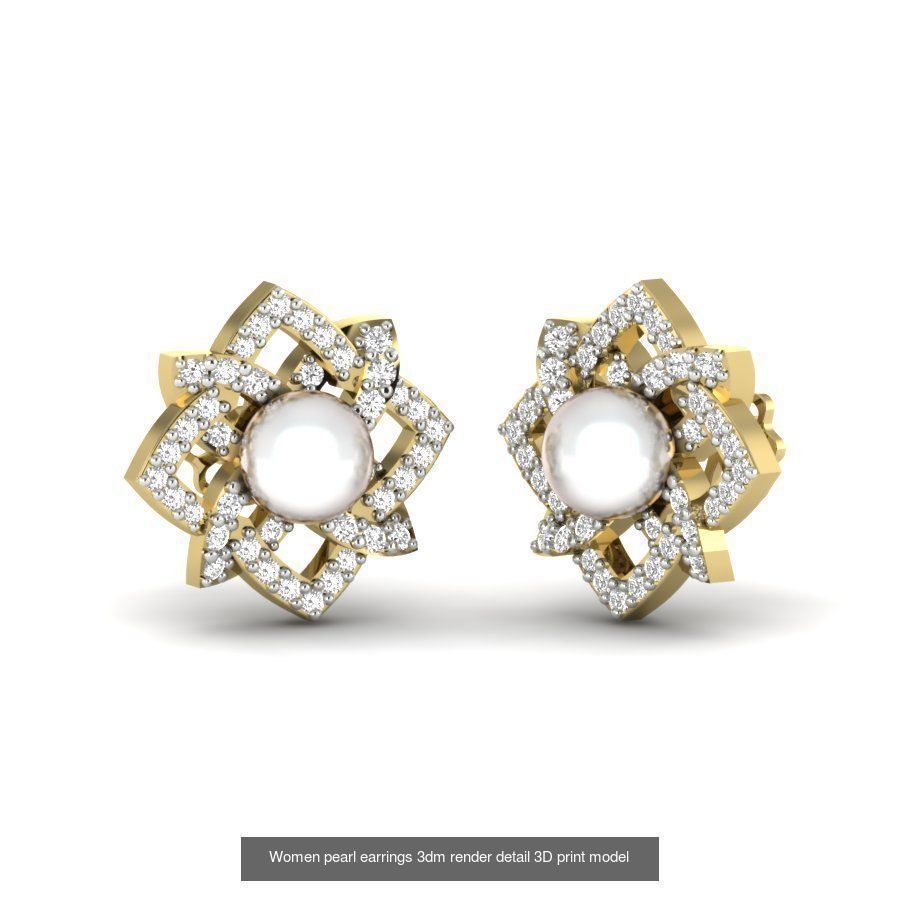 97 Women pearl earrings 3dm render detail  3D Model Collection_10