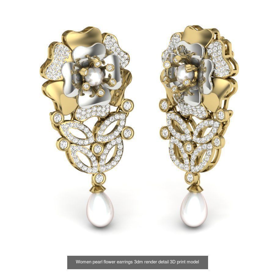97 Women pearl earrings 3dm render detail  3D Model Collection_35
