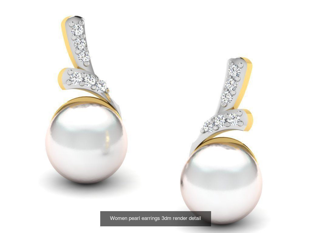 97 Women pearl earrings 3dm render detail  3D Model Collection_100