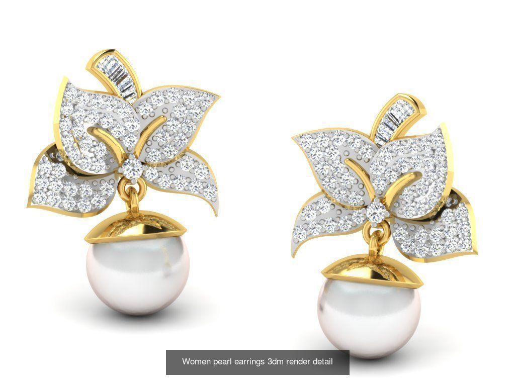 97 Women pearl earrings 3dm render detail  3D Model Collection_89