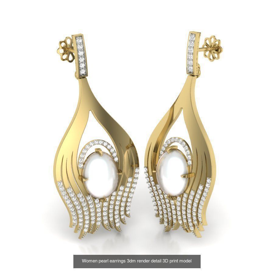 97 Women pearl earrings 3dm render detail  3D Model Collection_45