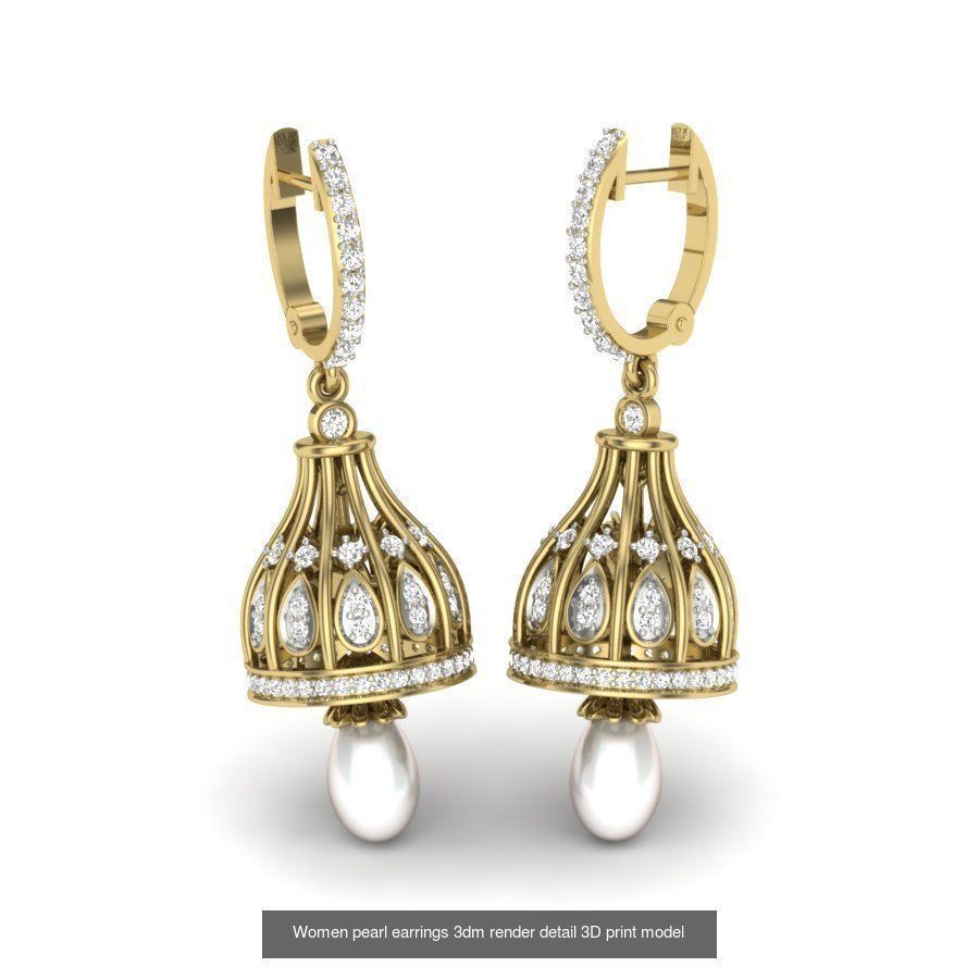 97 Women pearl earrings 3dm render detail  3D Model Collection_30
