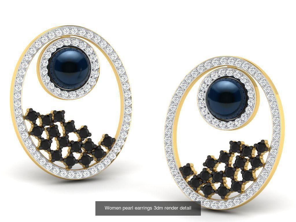 97 Women pearl earrings 3dm render detail  3D Model Collection_95