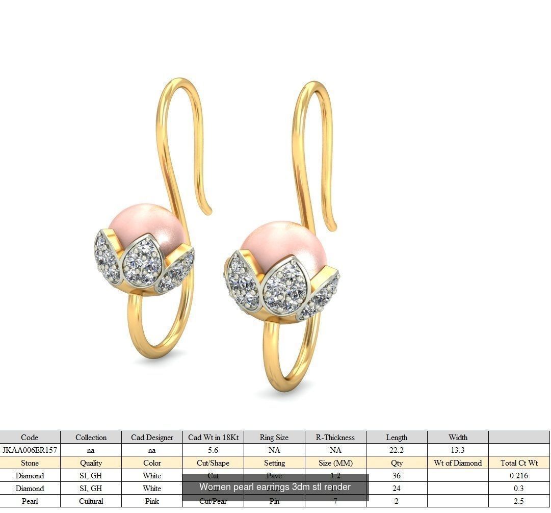 97 Women pearl earrings 3dm render detail  3D Model Collection_83