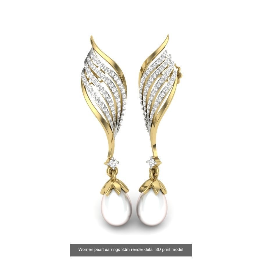 97 Women pearl earrings 3dm render detail  3D Model Collection_23
