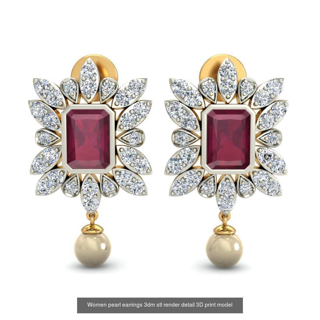 97 Women pearl earrings 3dm render detail  3D Model Collection_71