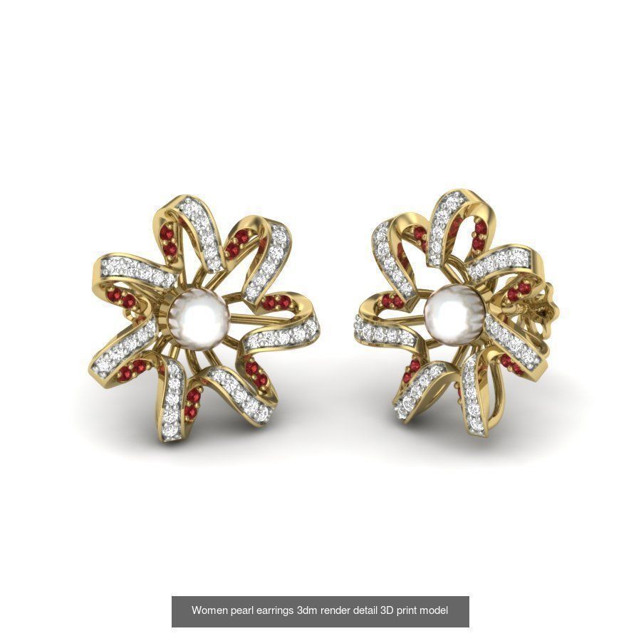 97 Women pearl earrings 3dm render detail  3D Model Collection_13