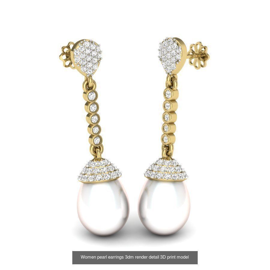 97 Women pearl earrings 3dm render detail  3D Model Collection_33