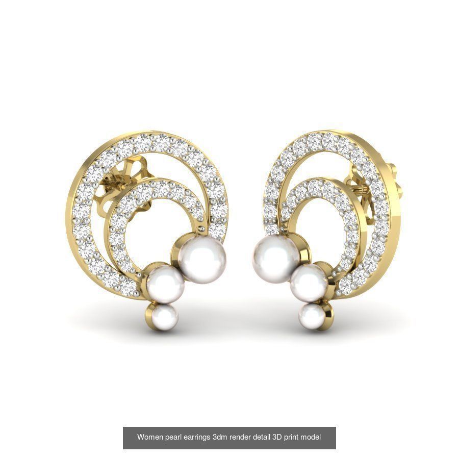 97 Women pearl earrings 3dm render detail  3D Model Collection_9