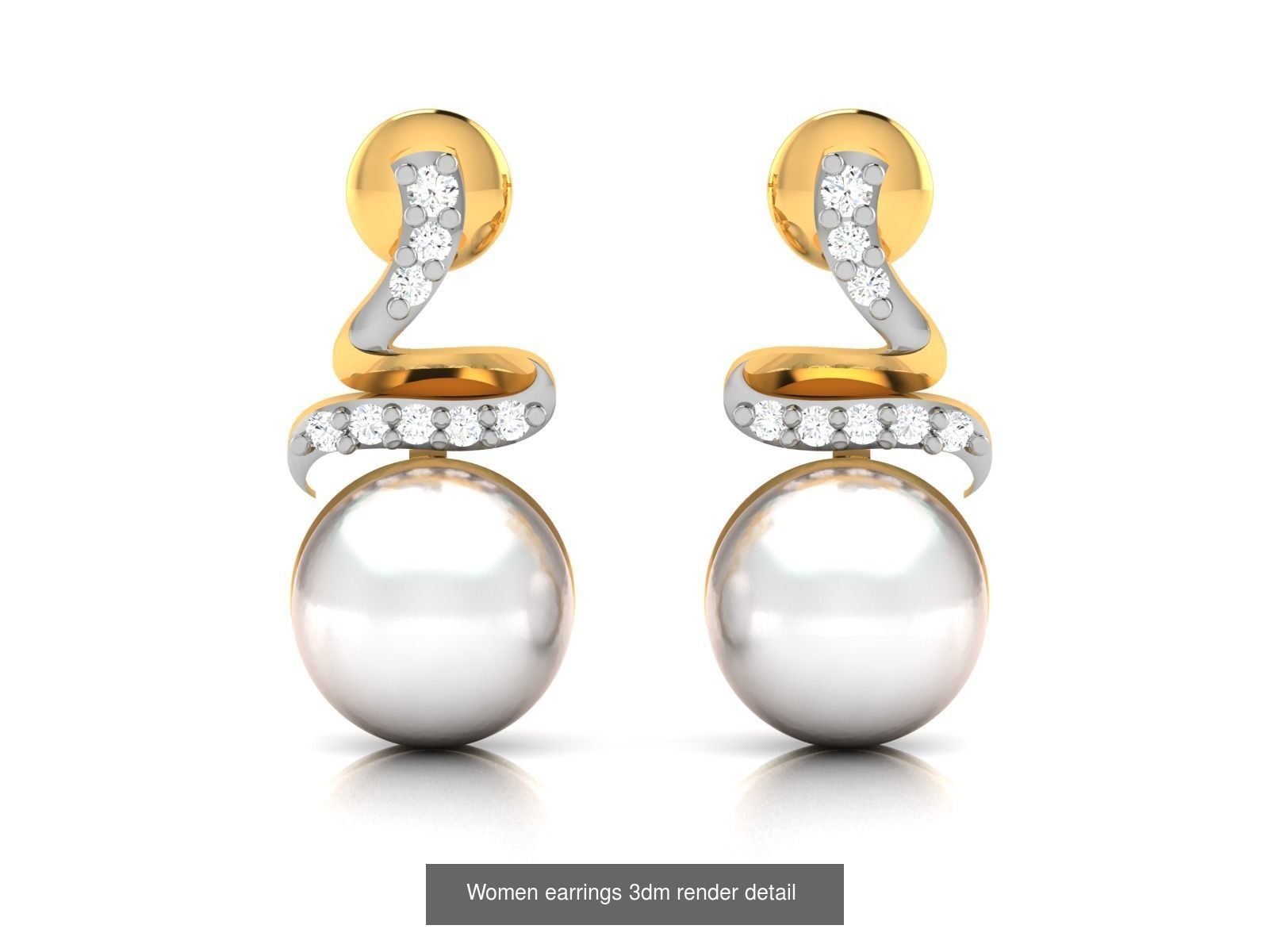 97 Women pearl earrings 3dm render detail  3D Model Collection_77