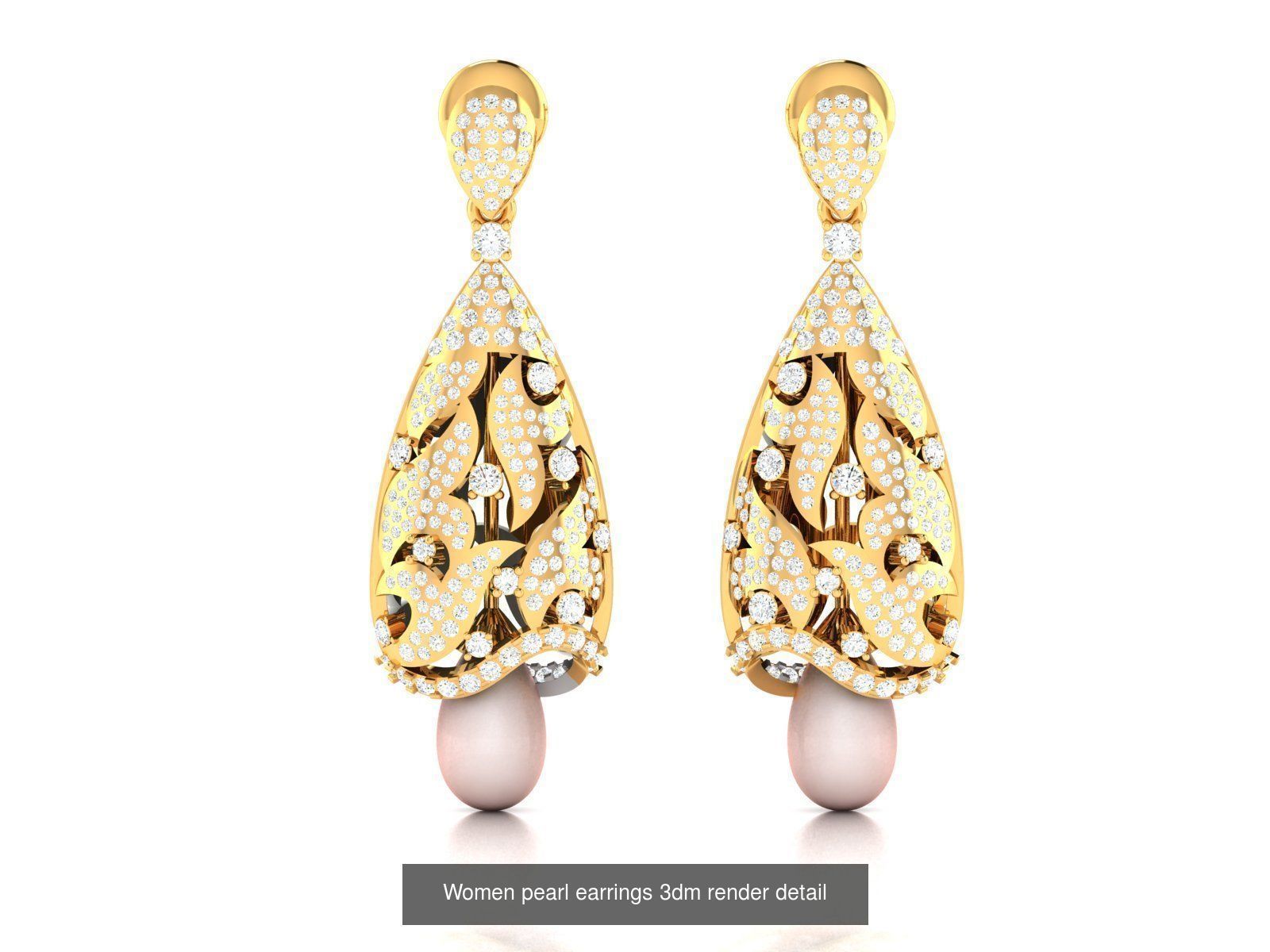 97 Women pearl earrings 3dm render detail  3D Model Collection_86