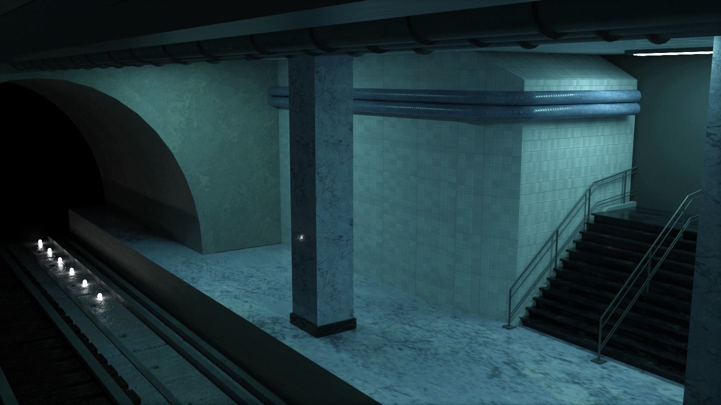 Abandoned Ghost Metro Subway Station In Horror Style 3D model_2