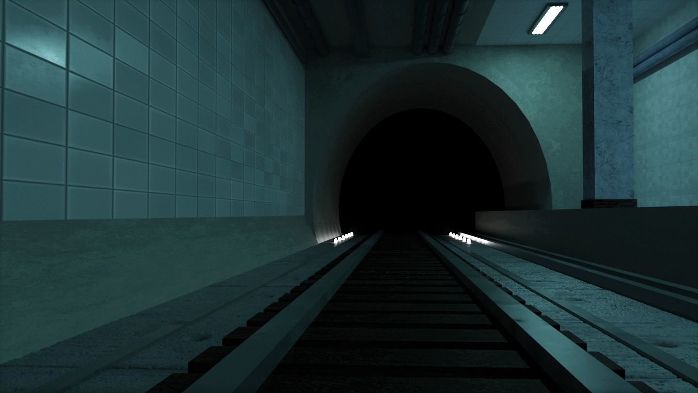 Abandoned Ghost Metro Subway Station In Horror Style 3D model_4