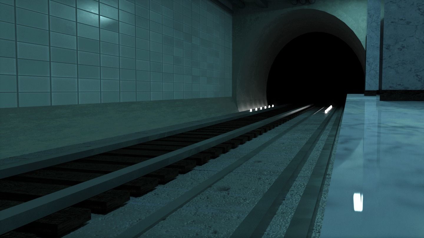Abandoned Ghost Metro Subway Station In Horror Style 3D model_8