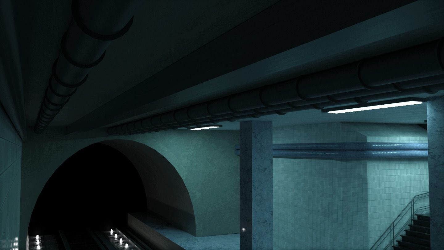 Abandoned Ghost Metro Subway Station In Horror Style 3D model_7