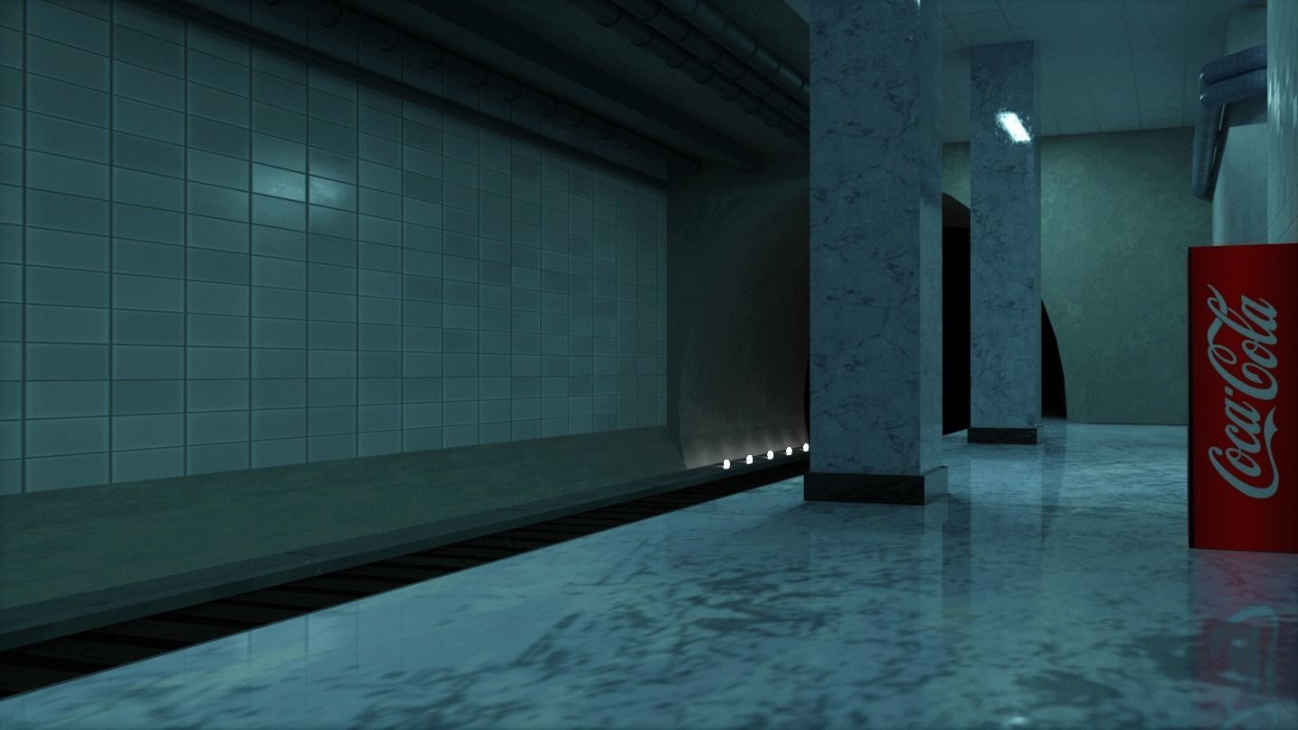 Abandoned Ghost Metro Subway Station In Horror Style 3D model_1