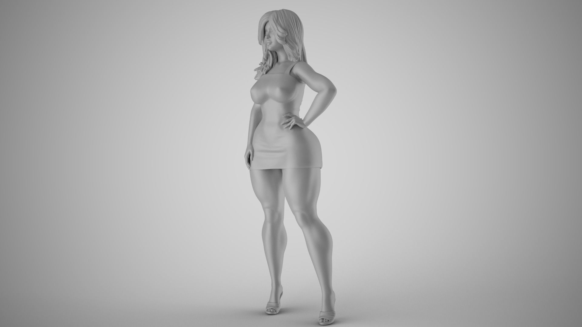 Loveliness 4 woman in dress 3D print model_3