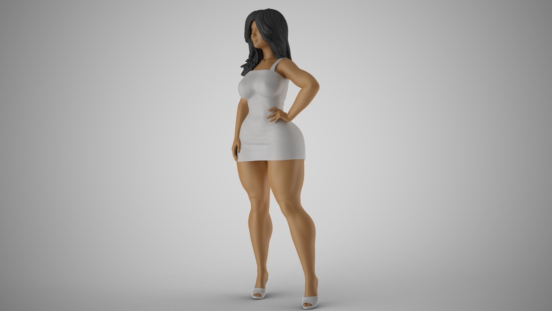 Loveliness 4 woman in dress 3D print model_4