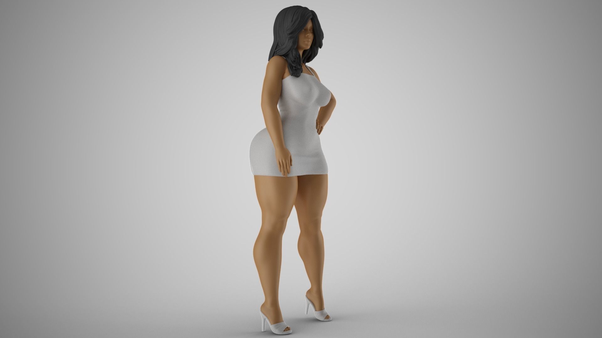 Loveliness 4 woman in dress 3D print model_10
