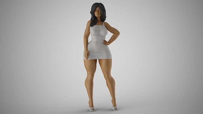 Loveliness 4 woman in dress 3D print model