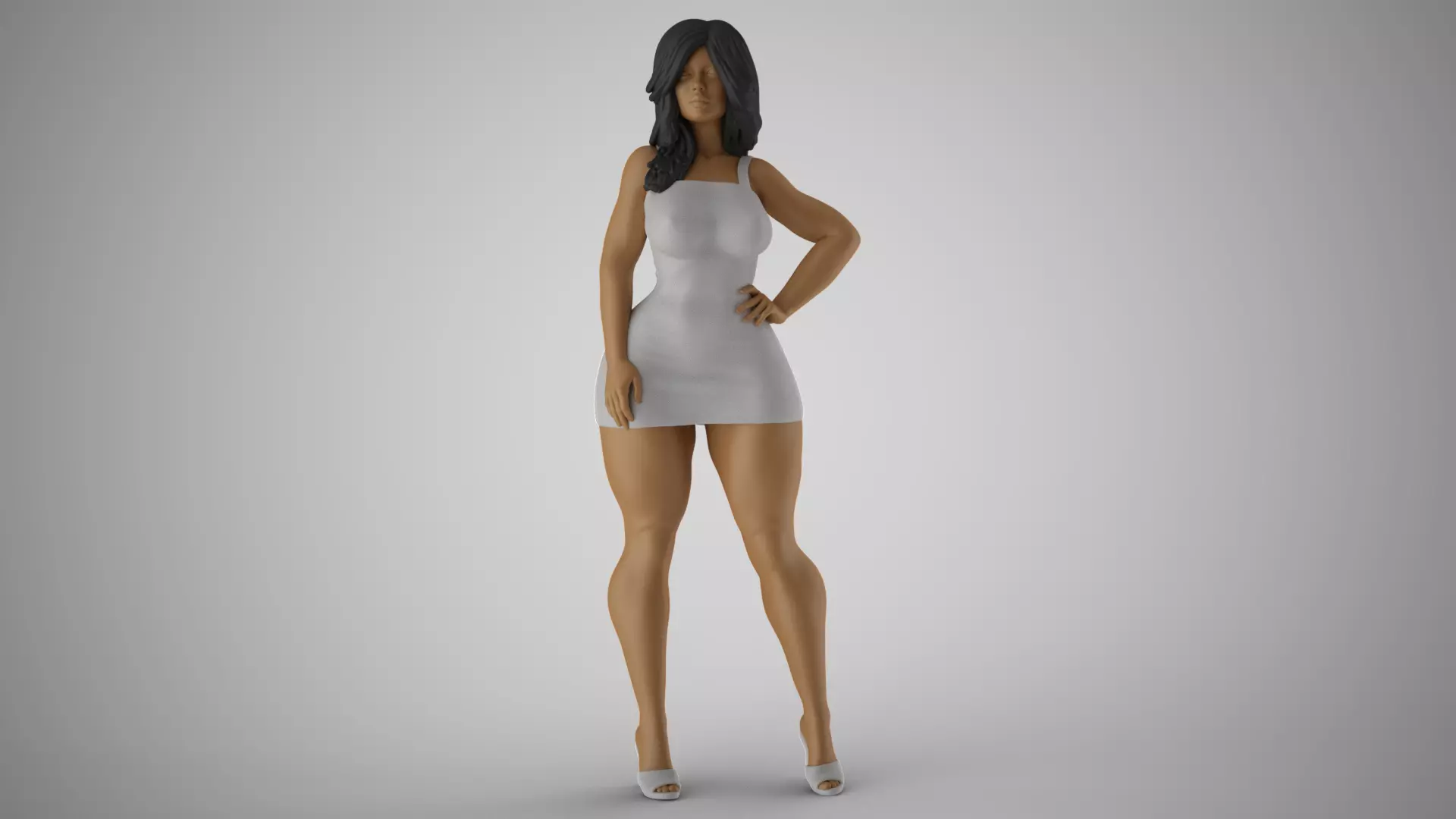 Loveliness 4 woman in dress 3D print model_0