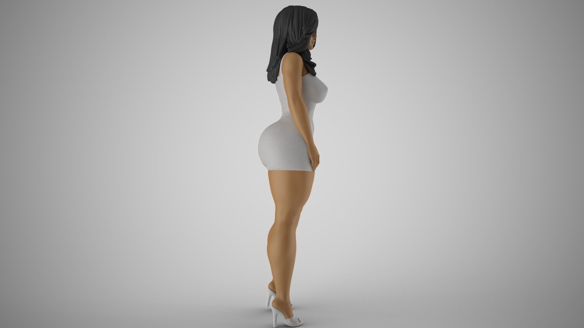 Loveliness 4 woman in dress 3D print model_9