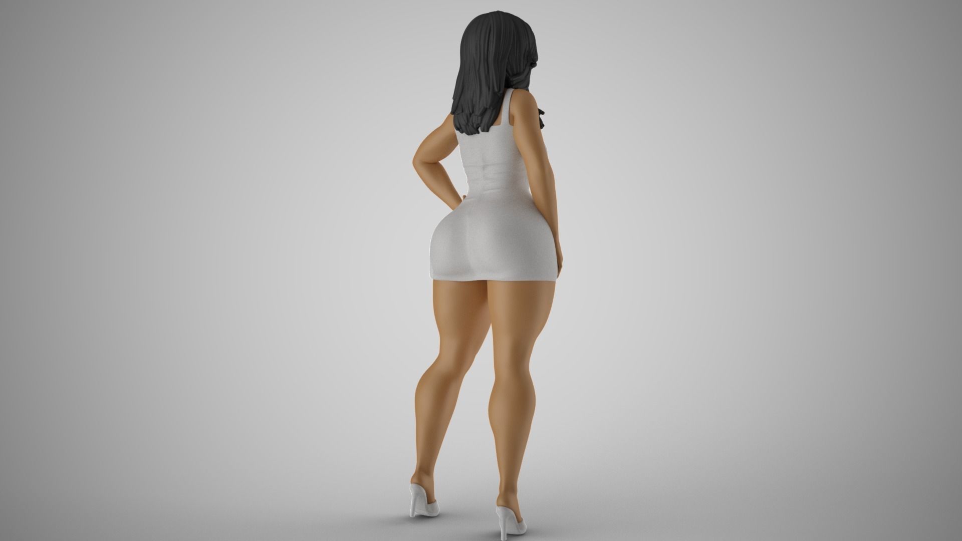 Loveliness 4 woman in dress 3D print model_8