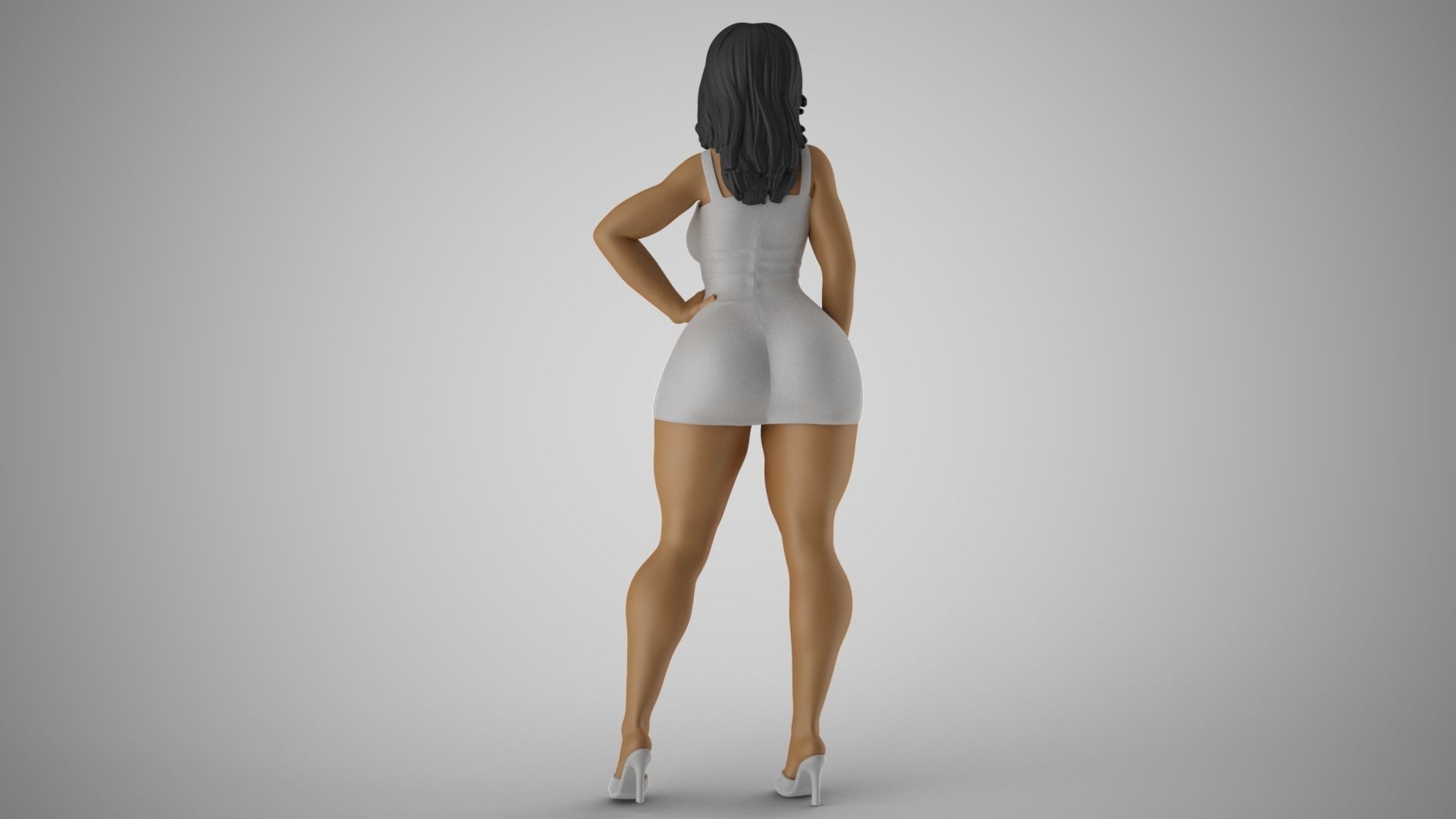Loveliness 4 woman in dress 3D print model_7