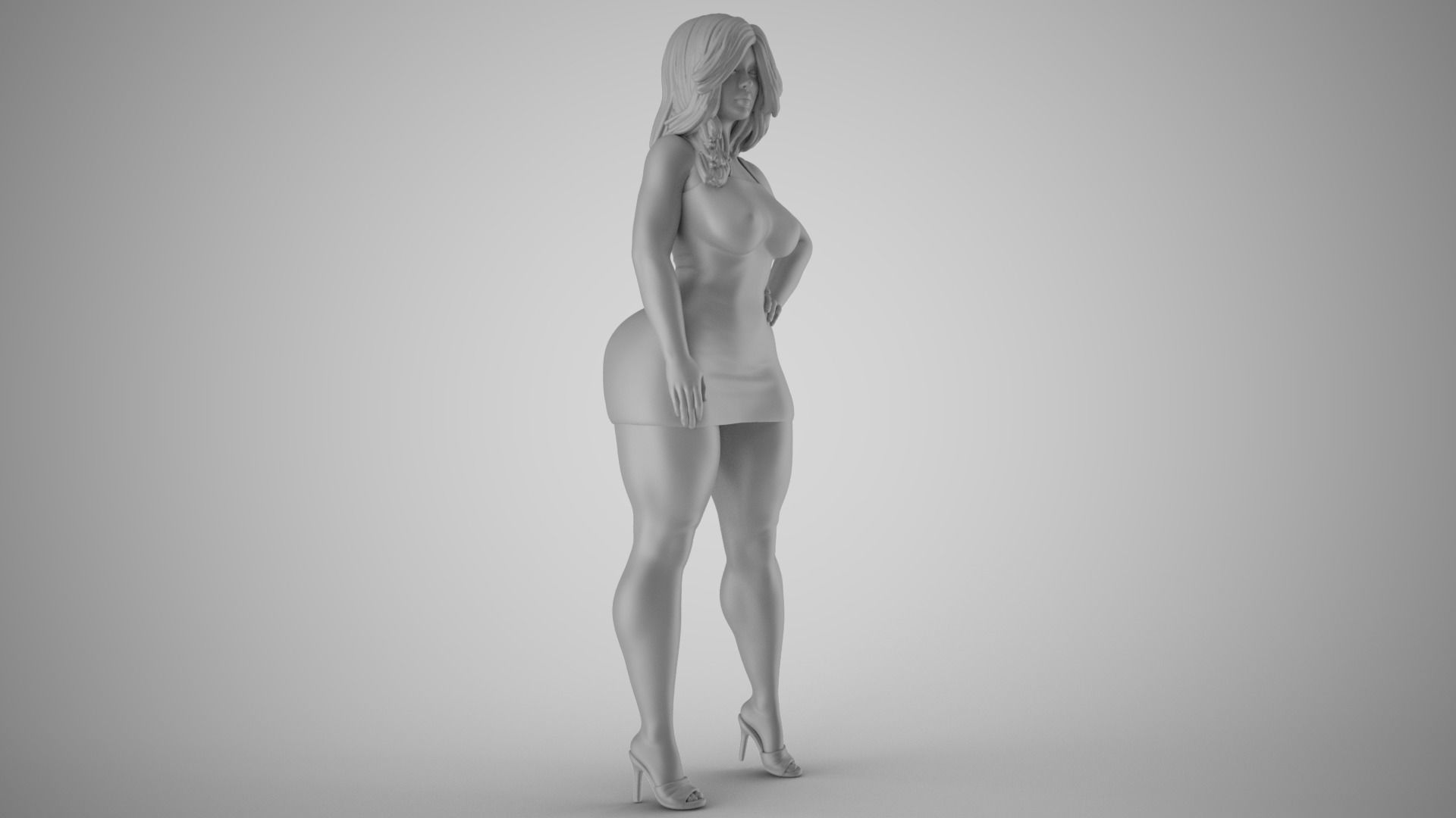 Loveliness 4 woman in dress 3D print model_1