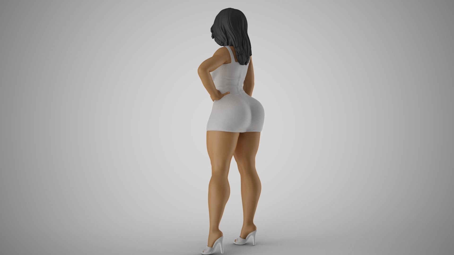 Loveliness 4 woman in dress 3D print model_6
