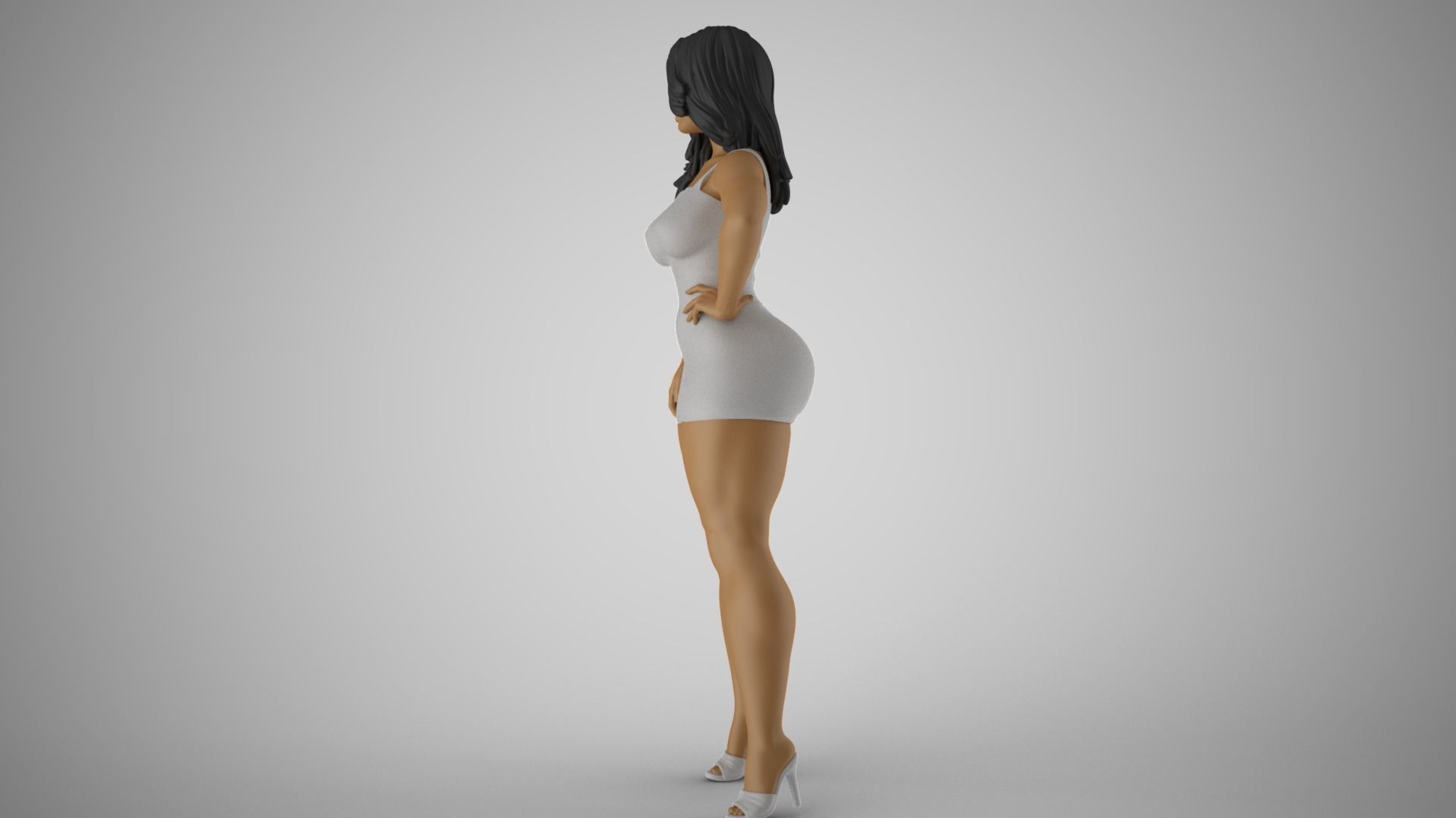 Loveliness 4 woman in dress 3D print model_5