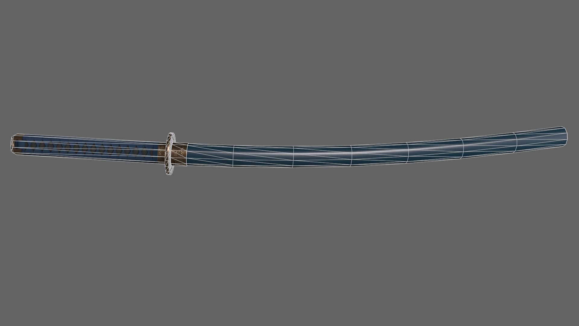 PBR Katana Japanese Sword Blue V2 Low-poly 3D model_5