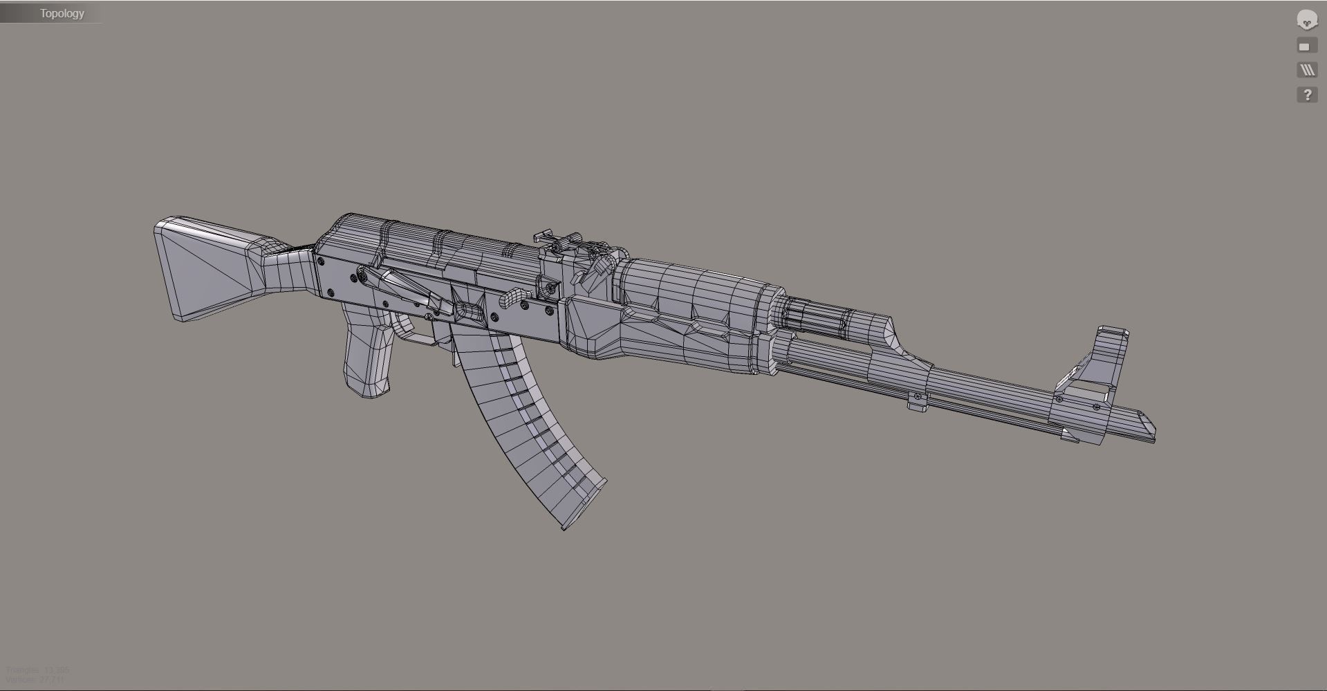 AK47 - 3D Model ak rifle Free low-poly 3D model_4
