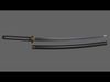 PBR Katana Japanese Sword Black V2 Low-poly 3D model_1