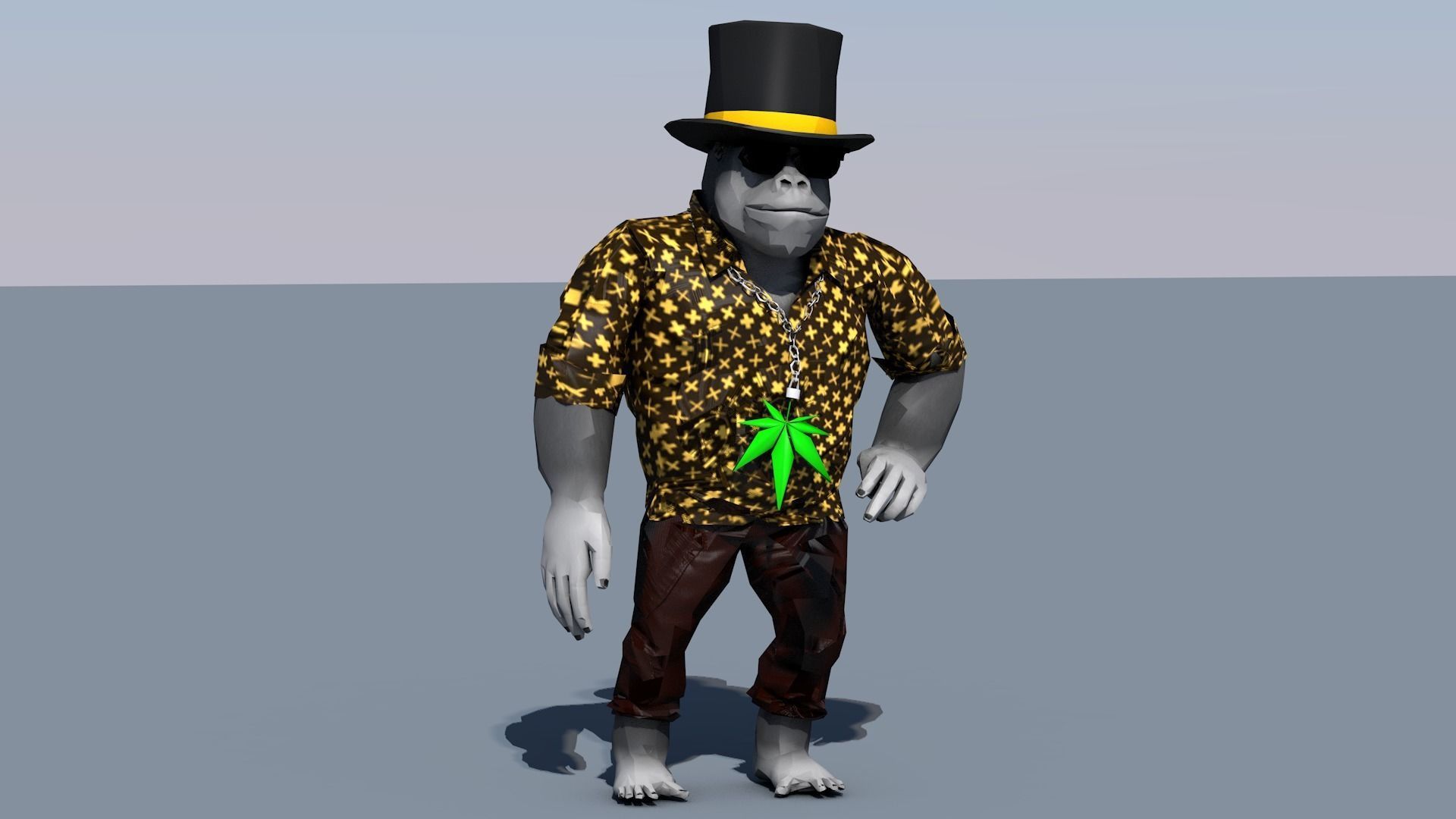 Crazy Gorilla Low-poly 3D model_3