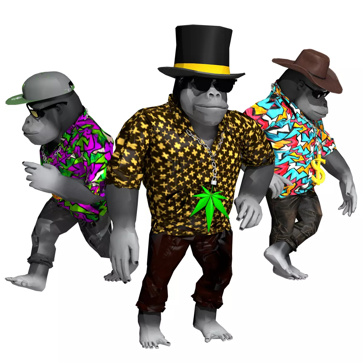 Crazy Gorilla Low-poly 3D model_0