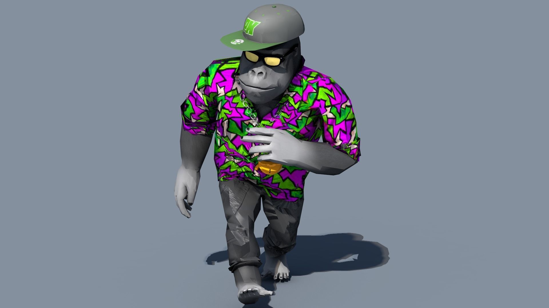 Crazy Gorilla Low-poly 3D model_2