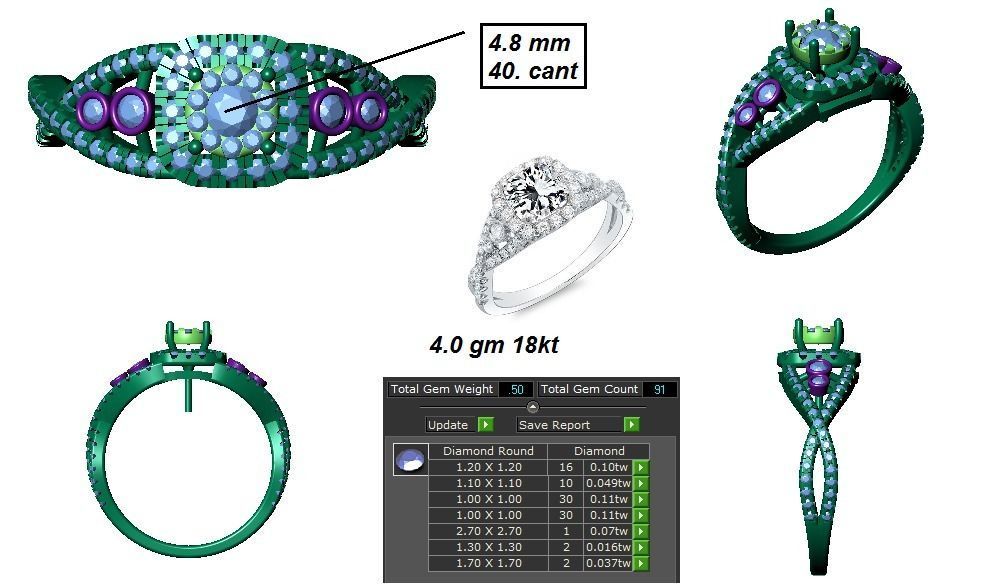 Women solitaire ring 3dm stl render detail 3D print model_9