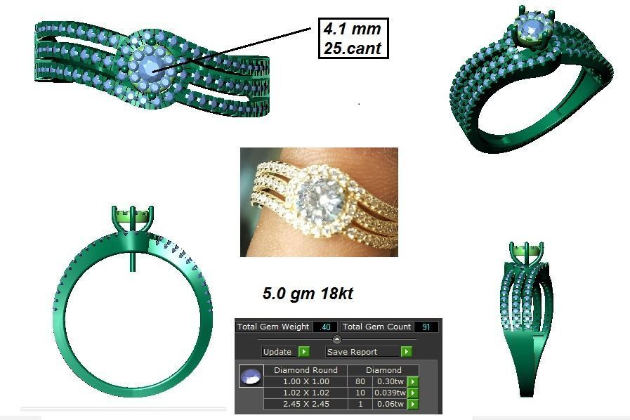 Women solitaire ring 3dm stl render detail 3D print model_1