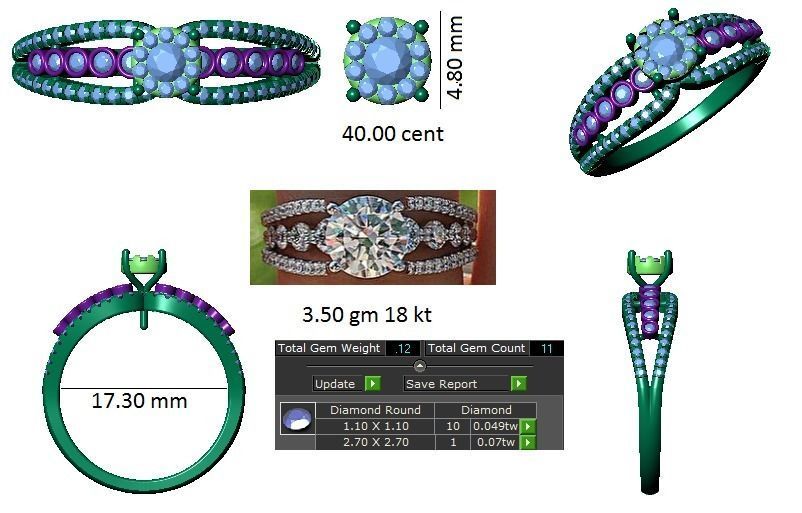 Women solitaire ring 3dm stl render detail 3D print model_5