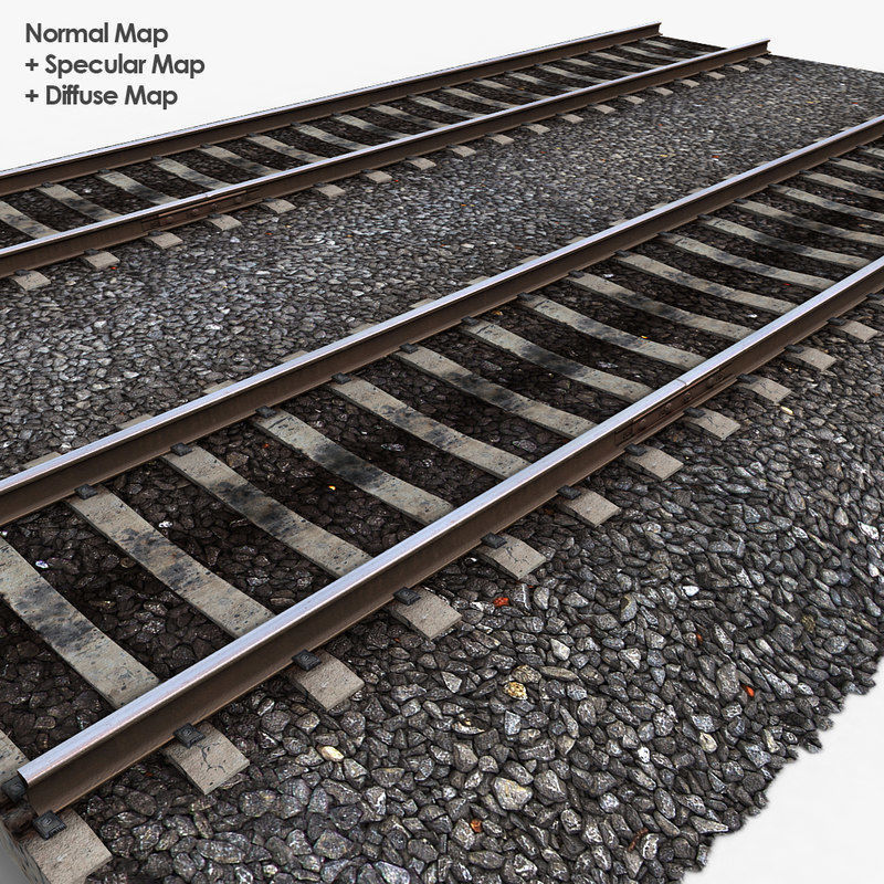 Railway Tracks Low-poly 3D model_5