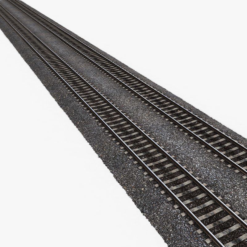 Railway Tracks Low-poly 3D model_4