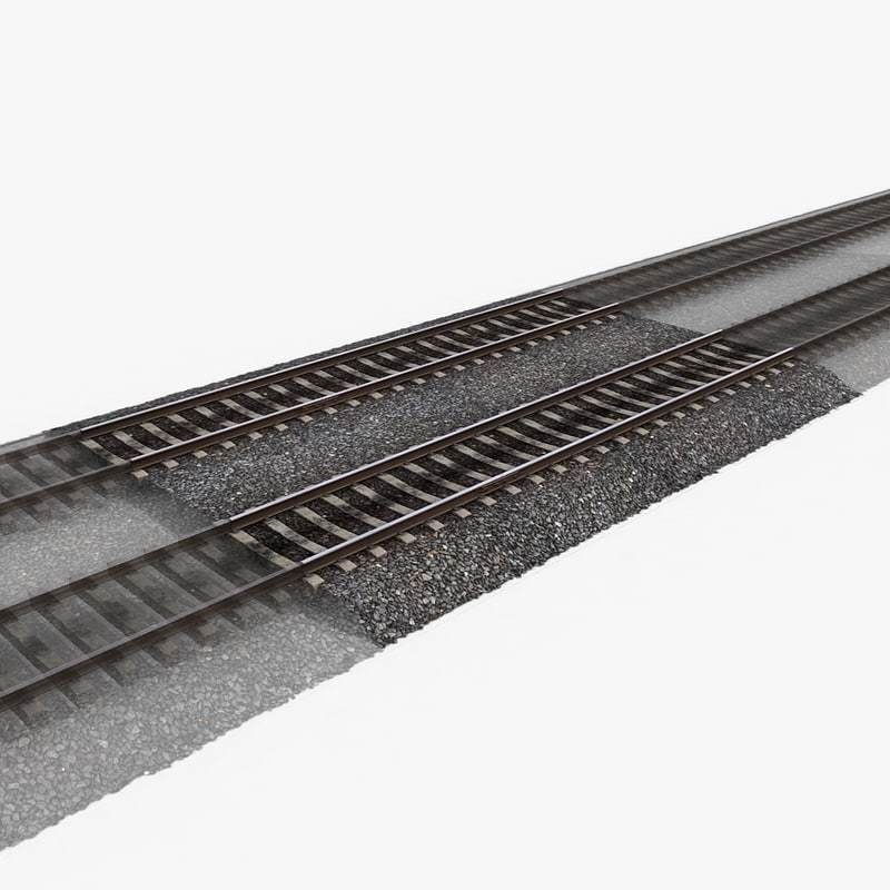 Railway Tracks Low-poly 3D model_2