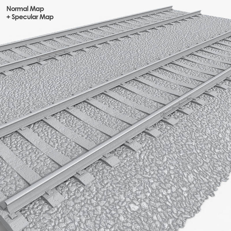 Railway Tracks Low-poly 3D model_7