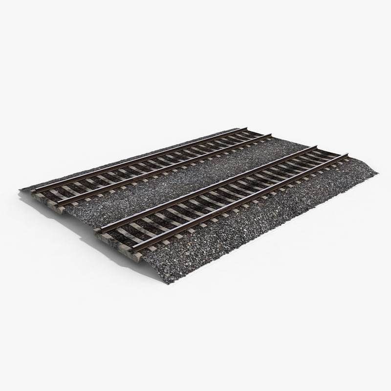 Railway Tracks Low-poly 3D model_1