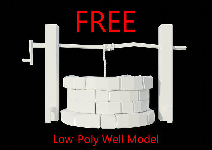 Low-Poly Well fire pit Free low-poly 3D model