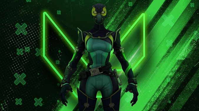 Viper female character in overwatch Low-poly 3D model